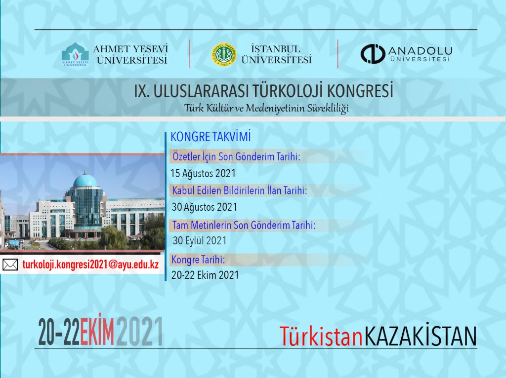 ix uluslararasi turkoloji kongresi anadolu universitesi